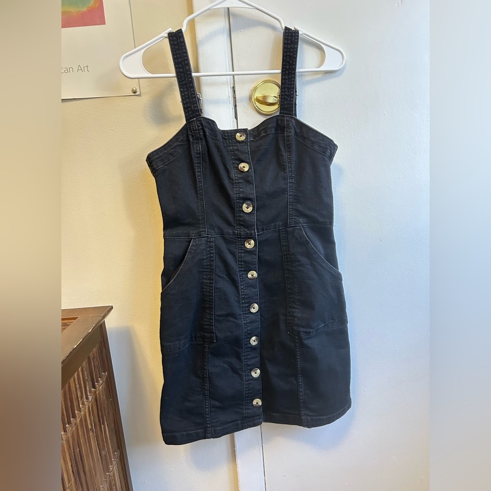 SOLD | Divided Black Denim Mini Button Down Dress Size S/M
